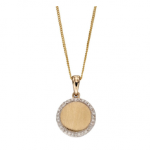 Diamond And Brushed Gold Disc Pendant (GP 2236)